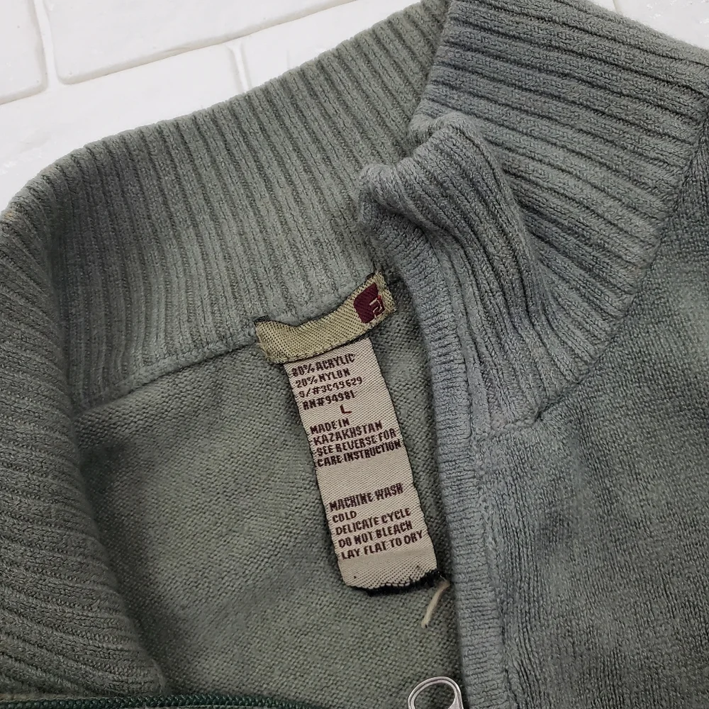 large junior army green full zip sweater - Picture 7 of 7